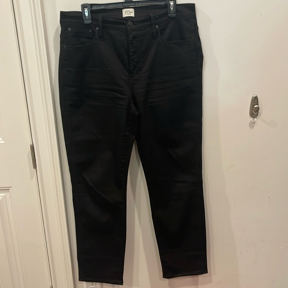J crew 9” high rise vintage straight black jeans